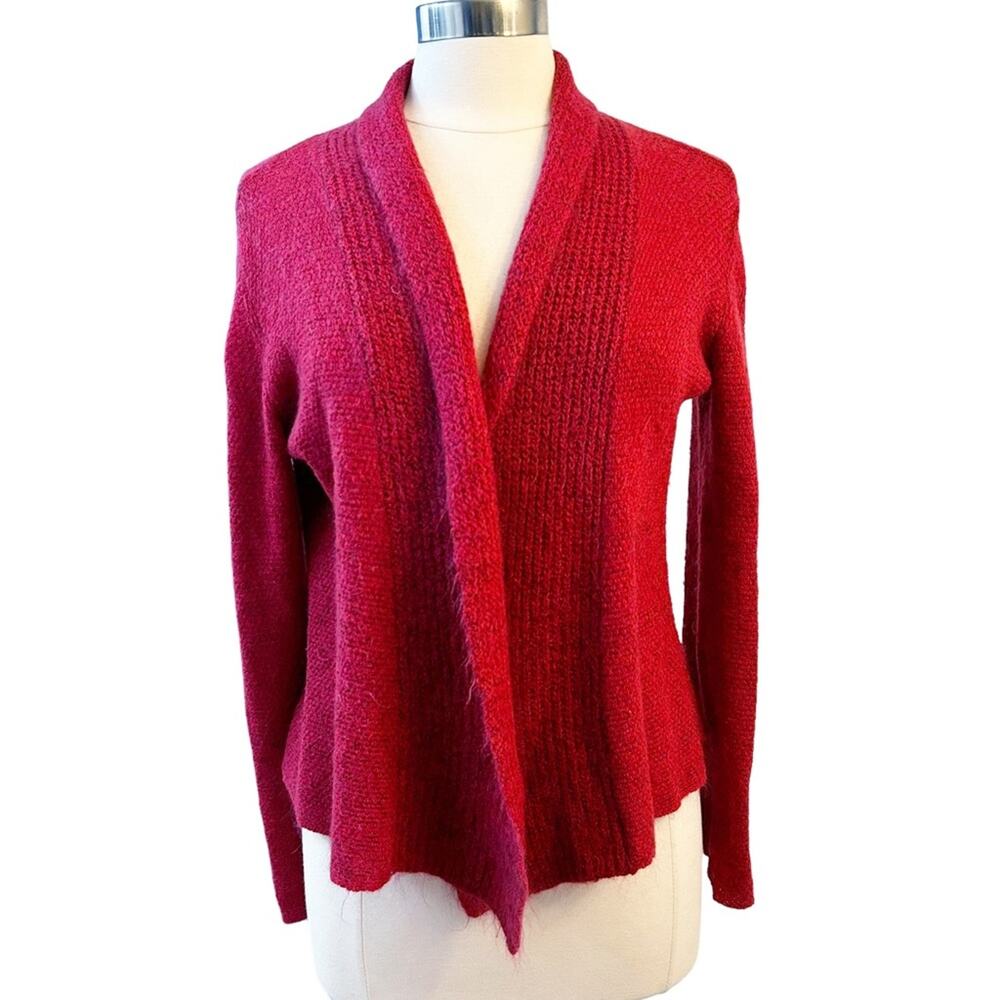 EILEEN FISHER Open Front Red Cardigan S